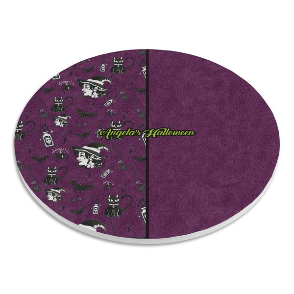 Witches On Halloween Round Stone Trivet - Angle View