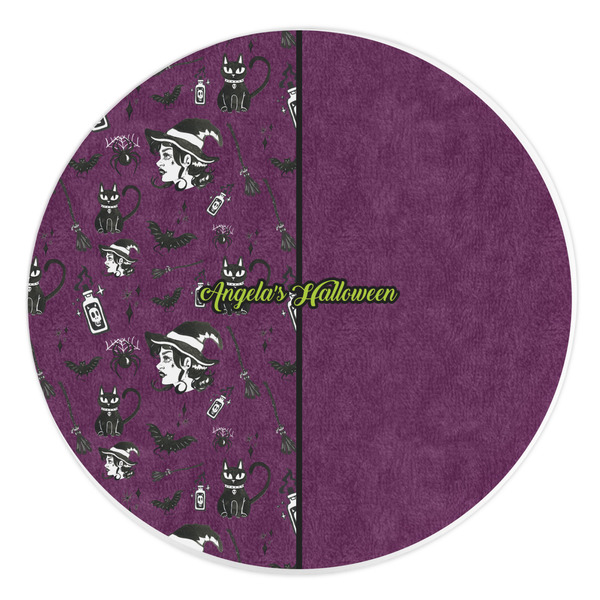 Custom Witches On Halloween Round Stone Trivet (Personalized)