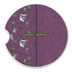 Witches On Halloween Sandstone Car Coaster - Single (Personalized)