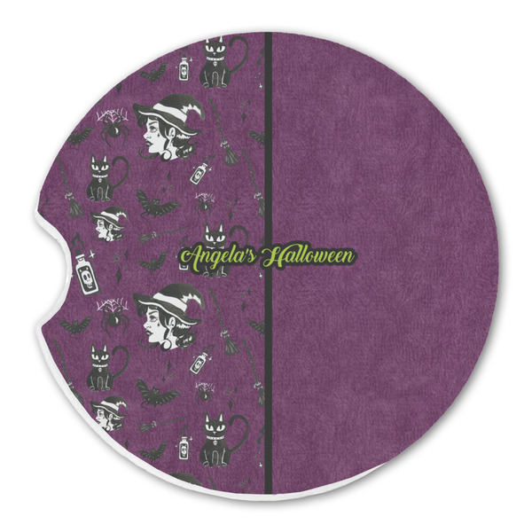 Custom Witches On Halloween Sandstone Car Coaster - Single (Personalized)