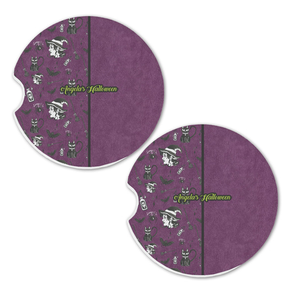 Witches On Halloween Sandstone Car Coasters - Set of 2