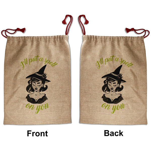 Custom Witches On Halloween Santa Sack - Front & Back (Personalized)