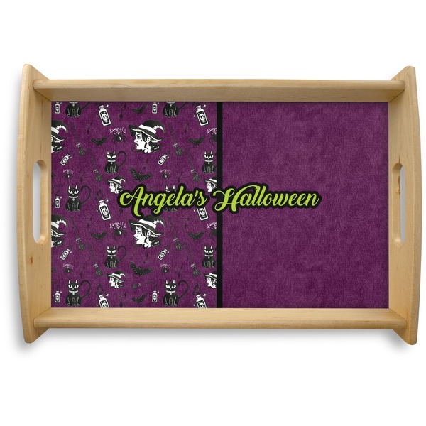 Custom Witches On Halloween Natural Wooden Tray - Small (Personalized)
