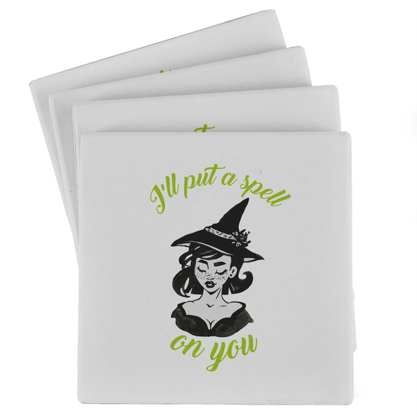 Custom Witches On Halloween Absorbent Stone Coasters - Set of 4 (Personalized)