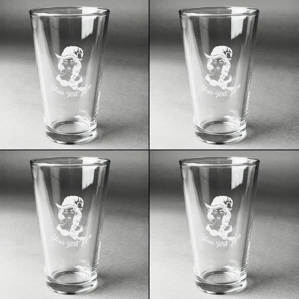 Witches On Halloween Set of Four Engraved Beer Glasses - Individual View