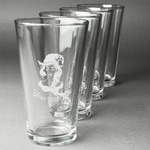 Witches On Halloween Pint Glasses - Engraved (Set of 4) (Personalized)