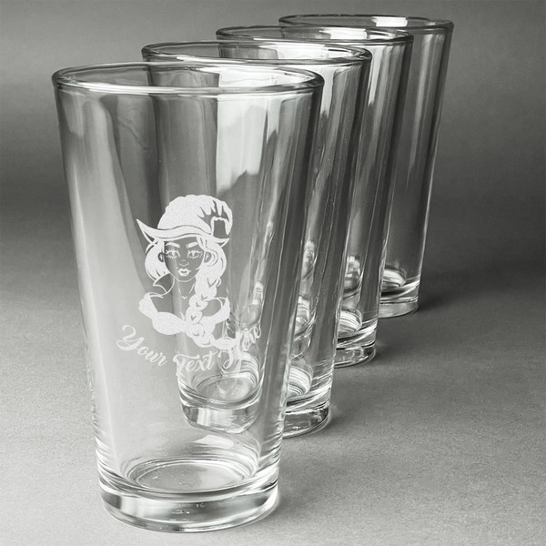 Witches On Halloween Set of Four Engraved Pint Glasses - Set View