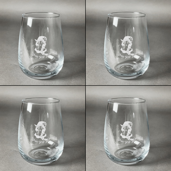 Witches On Halloween Set of Four Personalized Stemless Wineglasses (Approval)