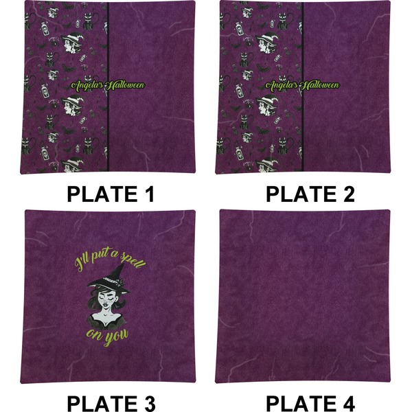 Witches On Halloween Set of Square Dinner Plates (Approval)
