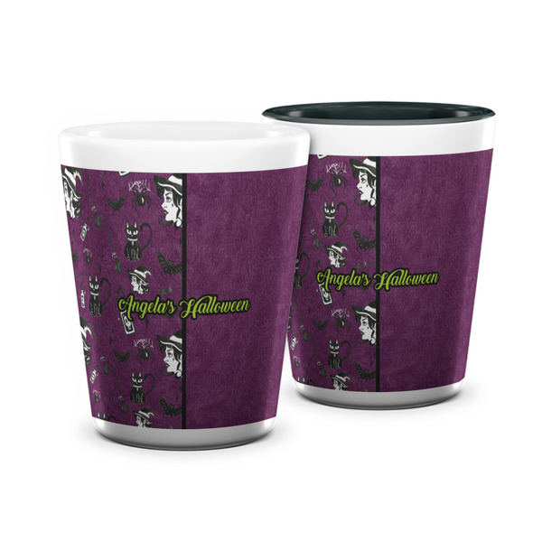Custom Witches On Halloween Ceramic Shot Glass - 1.5 oz (Personalized)