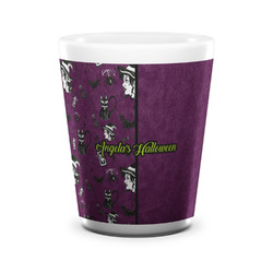 Witches On Halloween Ceramic Shot Glass - 1.5 oz - White - Set of 4 (Personalized)