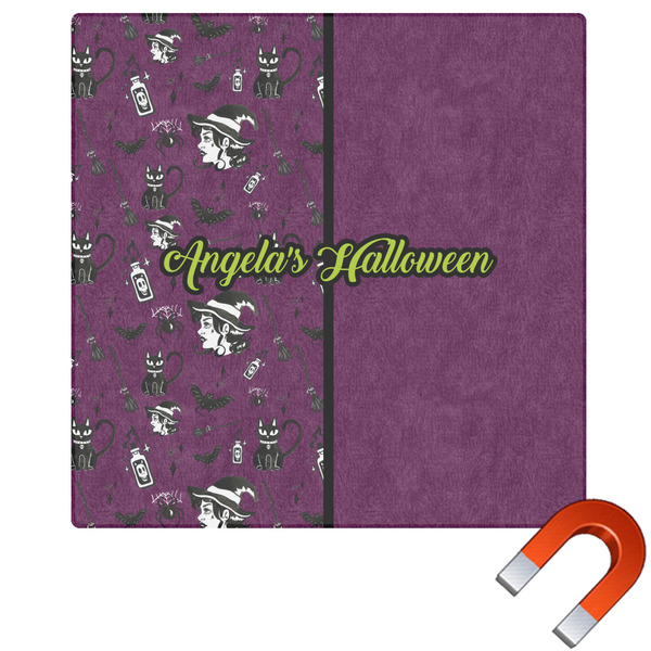 Custom Witches On Halloween Square Car Magnet - 6" (Personalized)