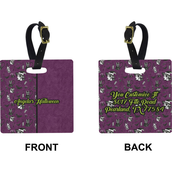 Witches On Halloween Square Luggage Tag (Front + Back)