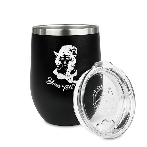 Witches On Halloween Stainless Wine Tumblers - Black - Single Sided - Alt View