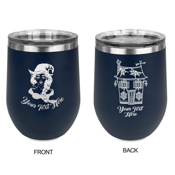 Witches On Halloween Stainless Wine Tumblers - Navy - Double Sided - Approval