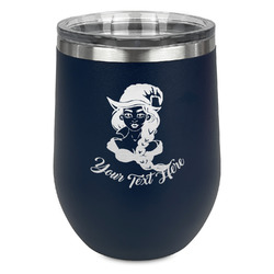 Witches On Halloween Stemless Stainless Steel Wine Tumbler - Navy - Double Sided (Personalized)