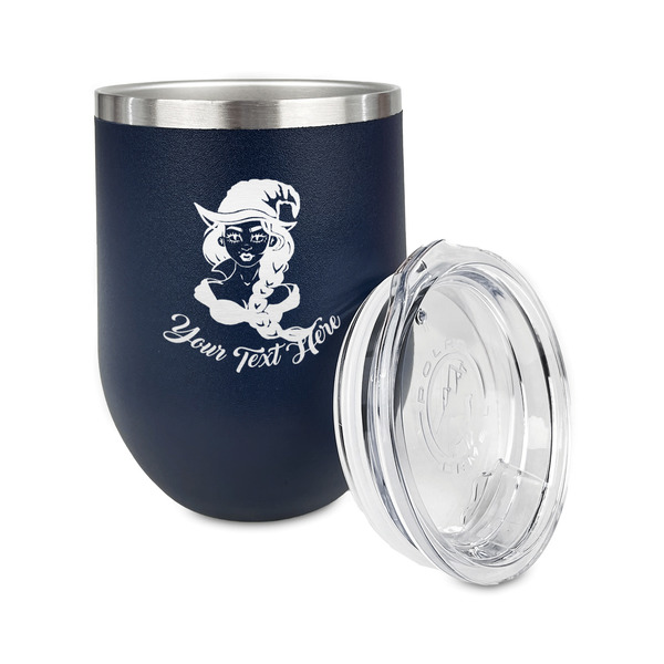 Witches On Halloween Stainless Wine Tumblers - Navy - Single Sided - Alt View