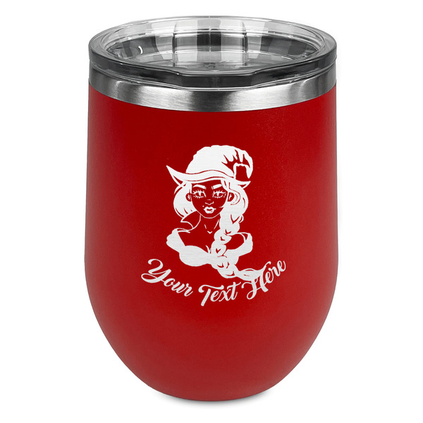 Custom Witches On Halloween Stemless Stainless Steel Wine Tumbler - Red - Single Sided (Personalized)