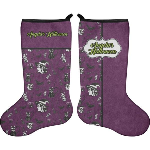 Custom Witches On Halloween Holiday Stocking - Double-Sided - Neoprene (Personalized)