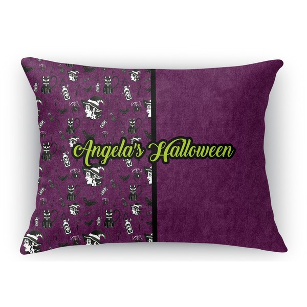 Custom Witches On Halloween Rectangular Throw Pillow Case - 12"x18" (Personalized)