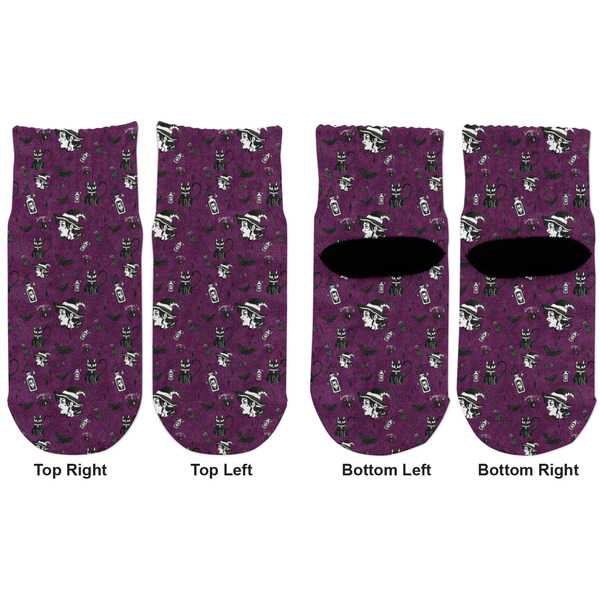 Witches On Halloween Toddler Ankle Socks - Double Pair - Front and Back - Apvl