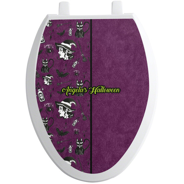 Custom Witches On Halloween Toilet Seat Decal - Elongated (Personalized)
