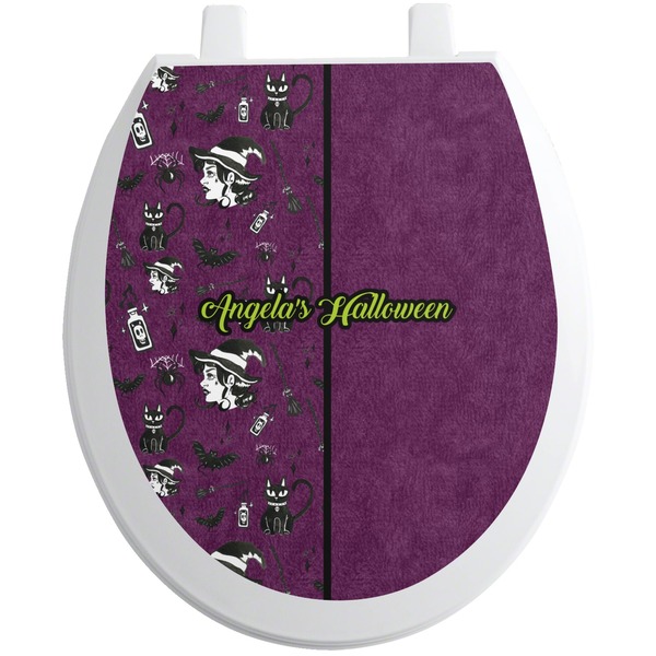 Custom Witches On Halloween Toilet Seat Decal (Personalized)