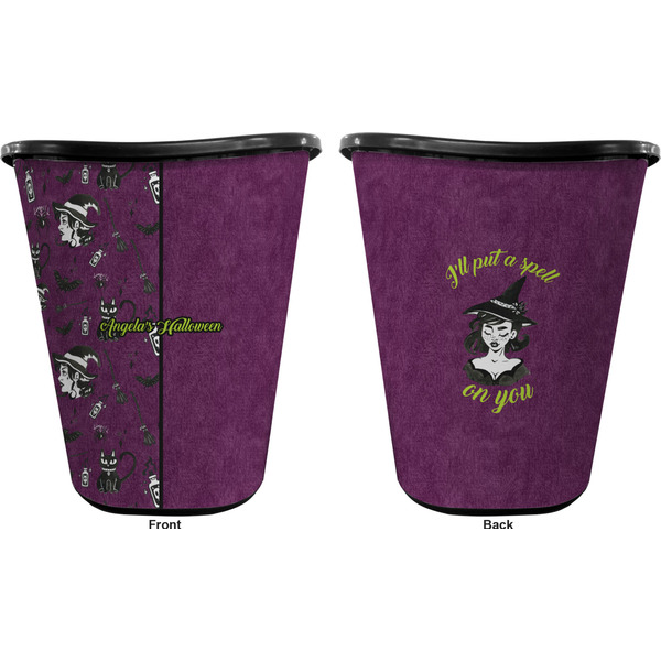 Witches On Halloween Trash Can Black - Front and Back - Apvl