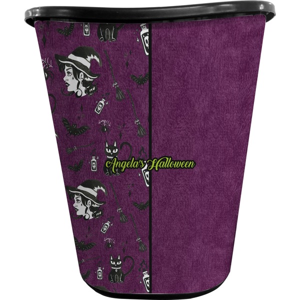 Custom Witches On Halloween Waste Basket - Double Sided (Black) (Personalized)