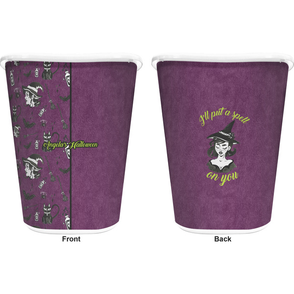 Witches On Halloween Trash Can White - Front and Back - Apvl