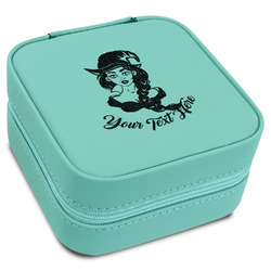 Witches On Halloween Travel Jewelry Box - Teal Leather (Personalized)