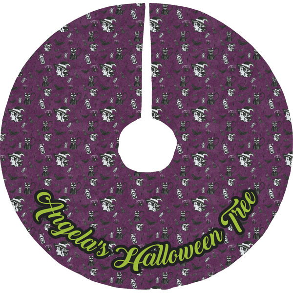 Custom Witches On Halloween Tree Skirt (Personalized)