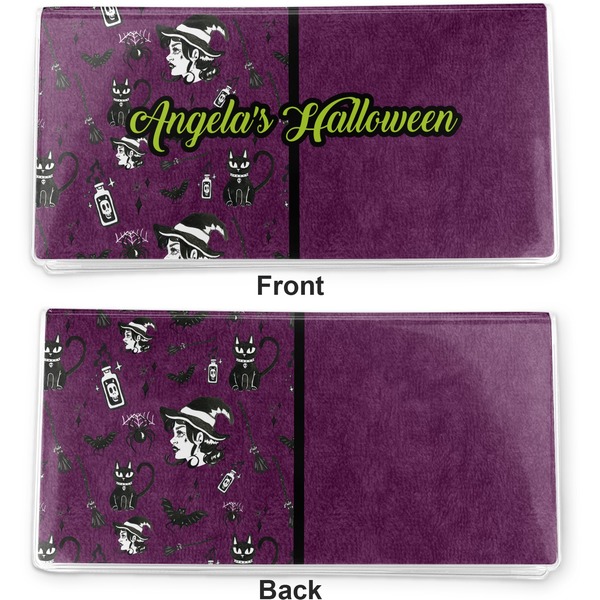 Witches On Halloween Vinyl Check Book Cover - Front and Back