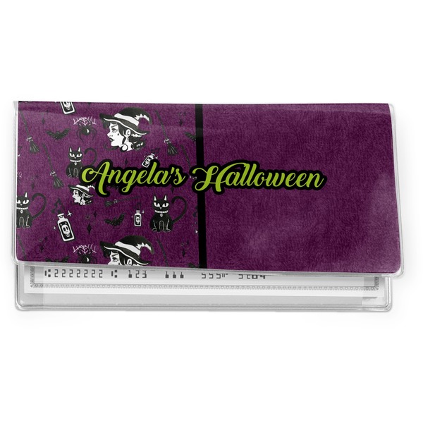 Custom Witches On Halloween Vinyl Checkbook Cover (Personalized)