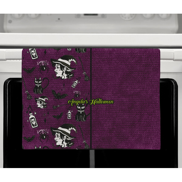 Witches On Halloween Waffle Weave Towel - Full Color Print - Lifestyle2 Image