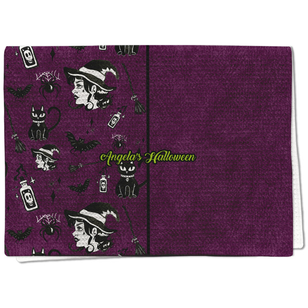 Custom Witches On Halloween Kitchen Towel - Waffle Weave - Full Color Print (Personalized)