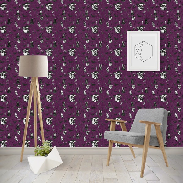 Custom Witches On Halloween Wallpaper & Surface Covering (Water Activated - Removable)