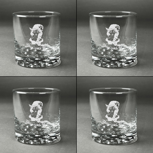 Witches On Halloween Whiskey Glasses - Set of 4 all Engraved
