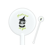 Witches On Halloween 5.5" Round Plastic Stir Sticks - White - Single Sided (Personalized)