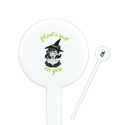 Witches On Halloween 7" Round Plastic Stir Sticks - White - Single Sided (Personalized)