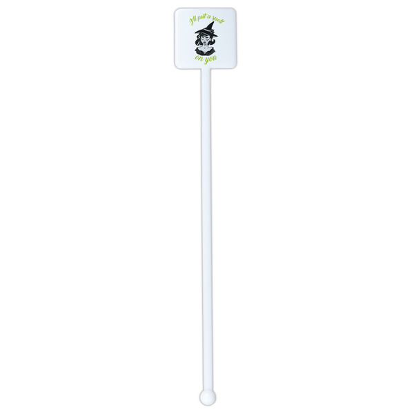 Witches On Halloween White Plastic Stir Stick - Single Sided - Square - Single Stick