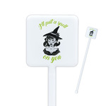 Witches On Halloween Square Plastic Stir Sticks (Personalized)