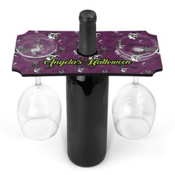 Witches On Halloween Wine Bottle & Glass Holder (Personalized)