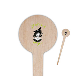 Witches On Halloween 4" Round Wooden Food Picks - Single Sided (Personalized)