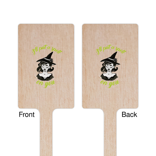 Witches On Halloween Wooden 6.25" Stir Stick - Rectangular - Double Sided - Front & Back