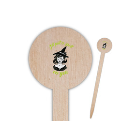Witches On Halloween 6" Round Wooden Food Picks - Single Sided (Personalized)