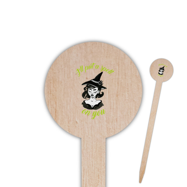 Custom Witches On Halloween 6" Round Wooden Food Picks - Double Sided (Personalized)