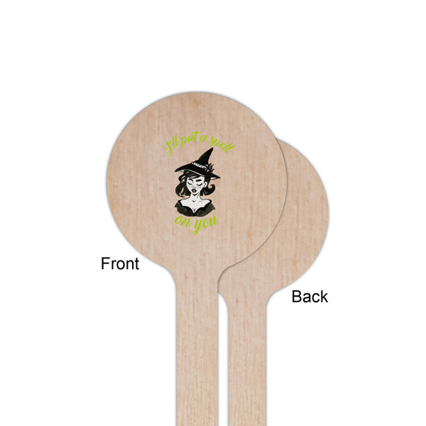 Witches On Halloween Wooden 6" Stir Stick - Round - Single Sided - Front & Back