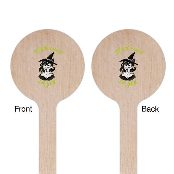 Witches On Halloween Wooden 7.5" Stir Stick - Round - Double Sided - Front & Back