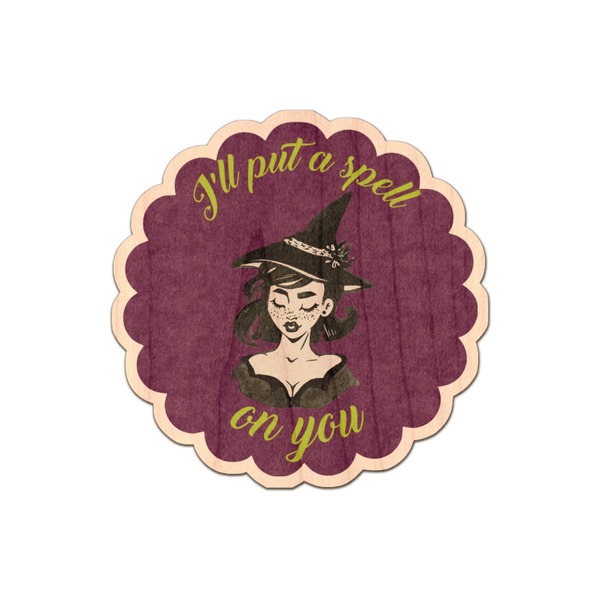 Custom Witches On Halloween Genuine Maple or Cherry Wood Sticker (Personalized)
